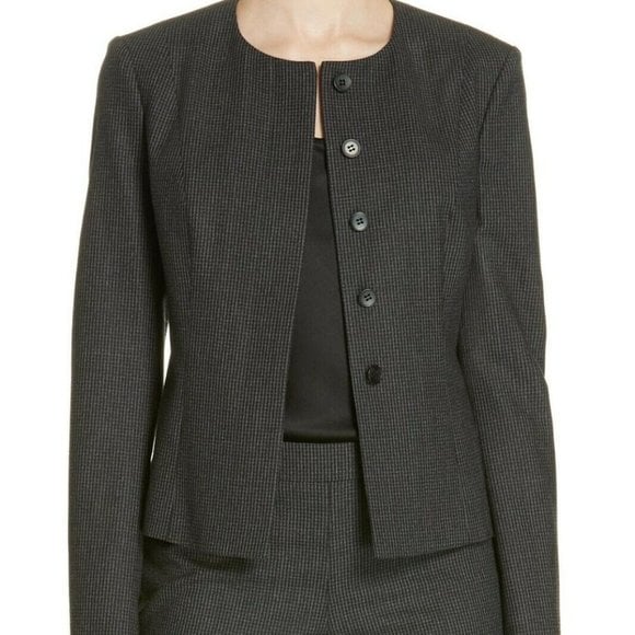 Hugo Boss Charcoal Fantasy Javilla Wool Suit Blazer Jacket