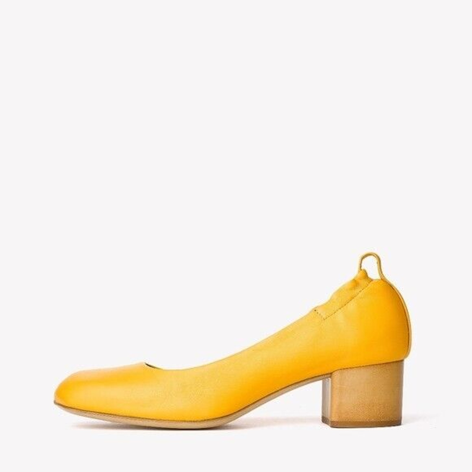 Rag and Bone Eren Yellow Leather Pump Block Heel Square Toe Slip On 39 9