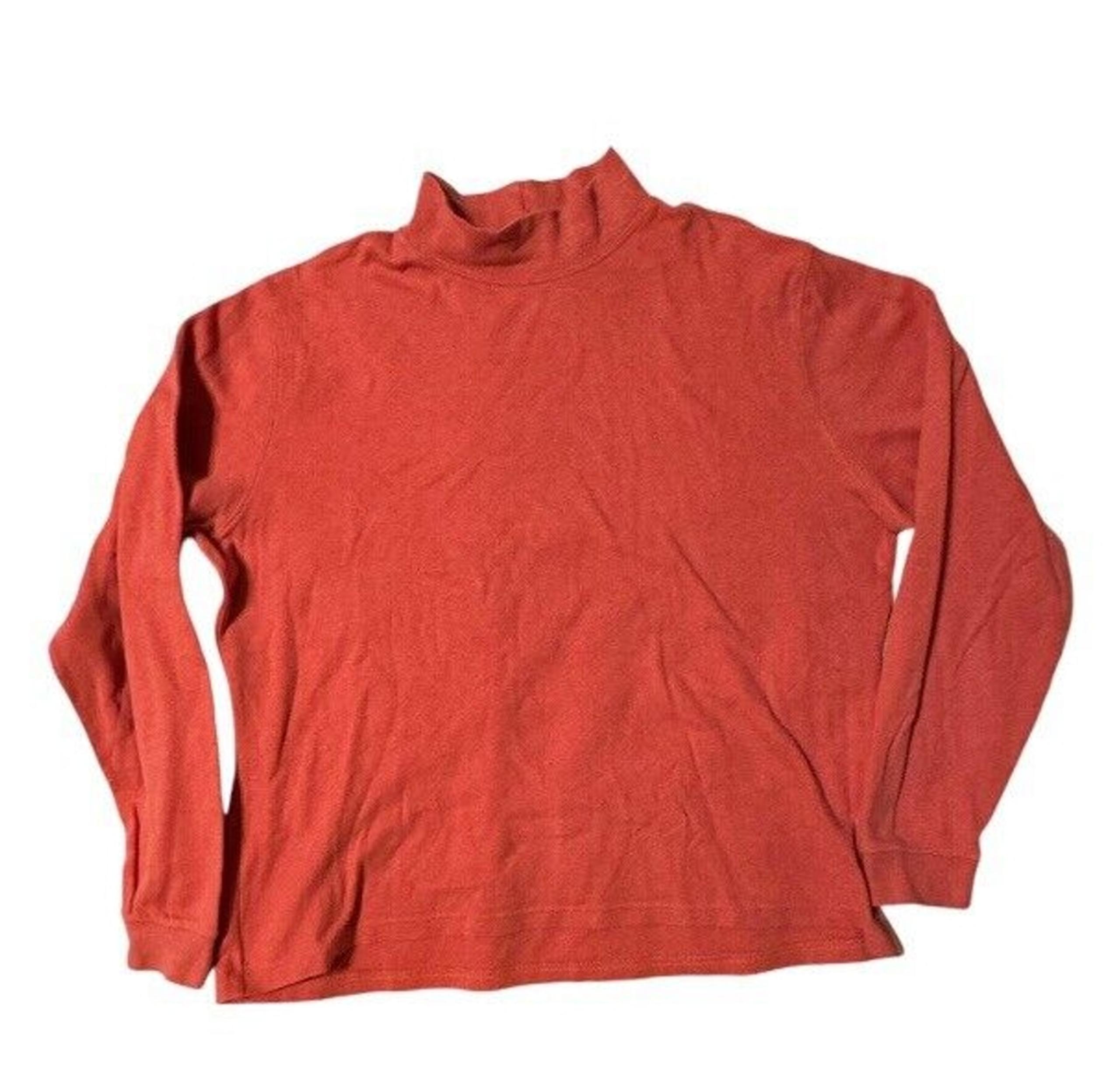 Vintage LL Bean Women’s Turtle Neck Peach Pink Sz Large Regular Cotton