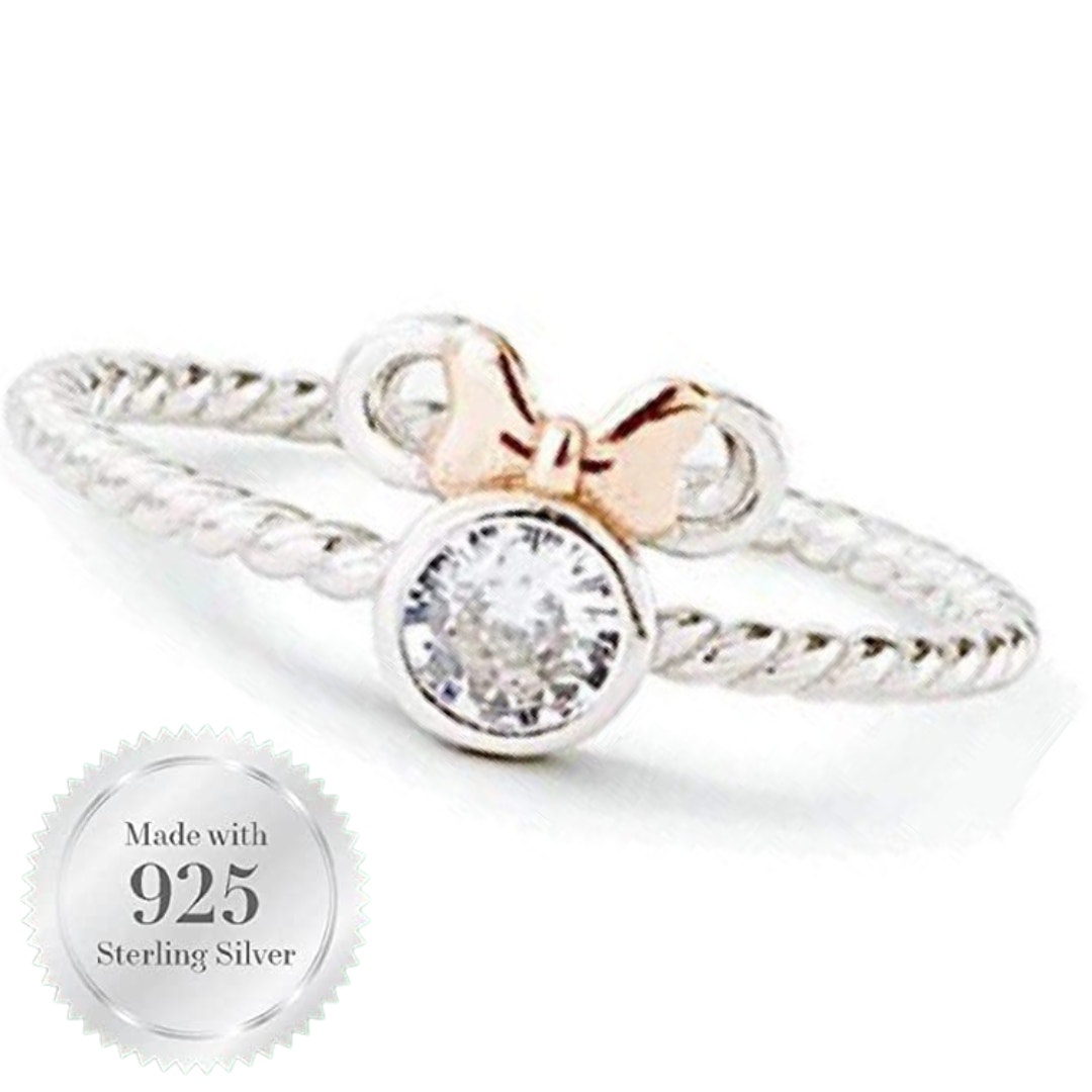 Size 7 925 Minnie Mouse Braided Ring Rose Gold Bow