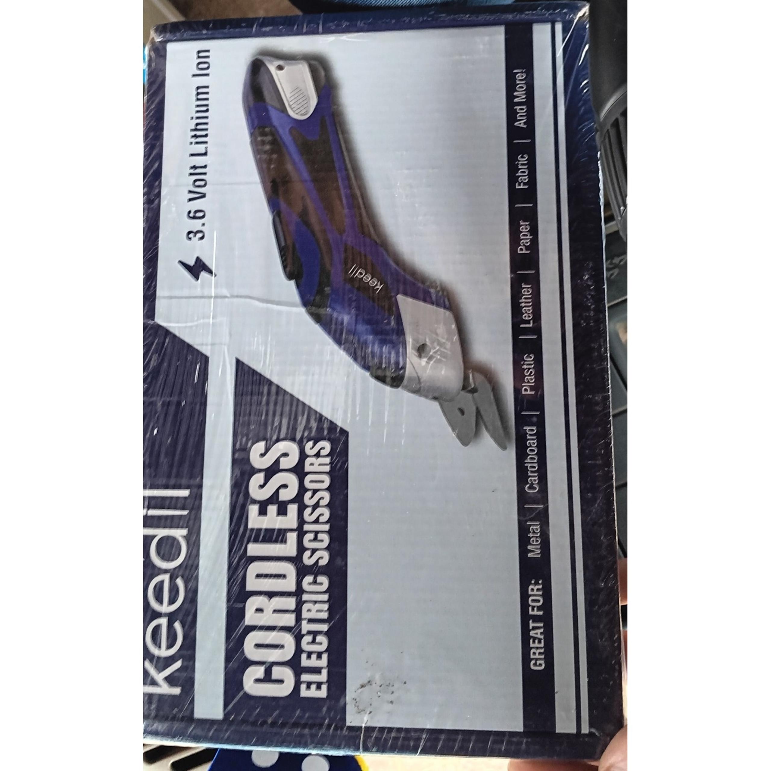 Keedil Cordless Electric Scissors w/ 2 Blades for Fabric Paper Crafts NIB Sewing