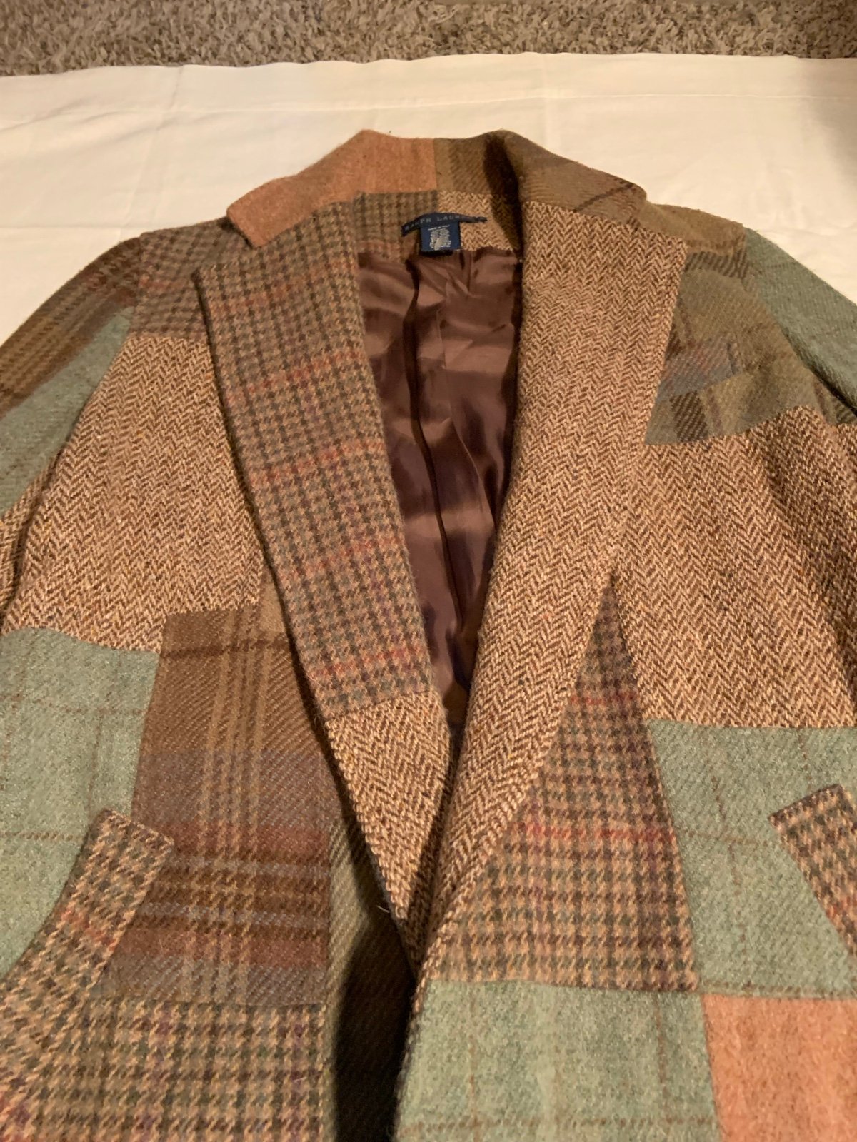Ralph Lauren Blue Label Women's Patchwork Wool Belted Wrap Coat