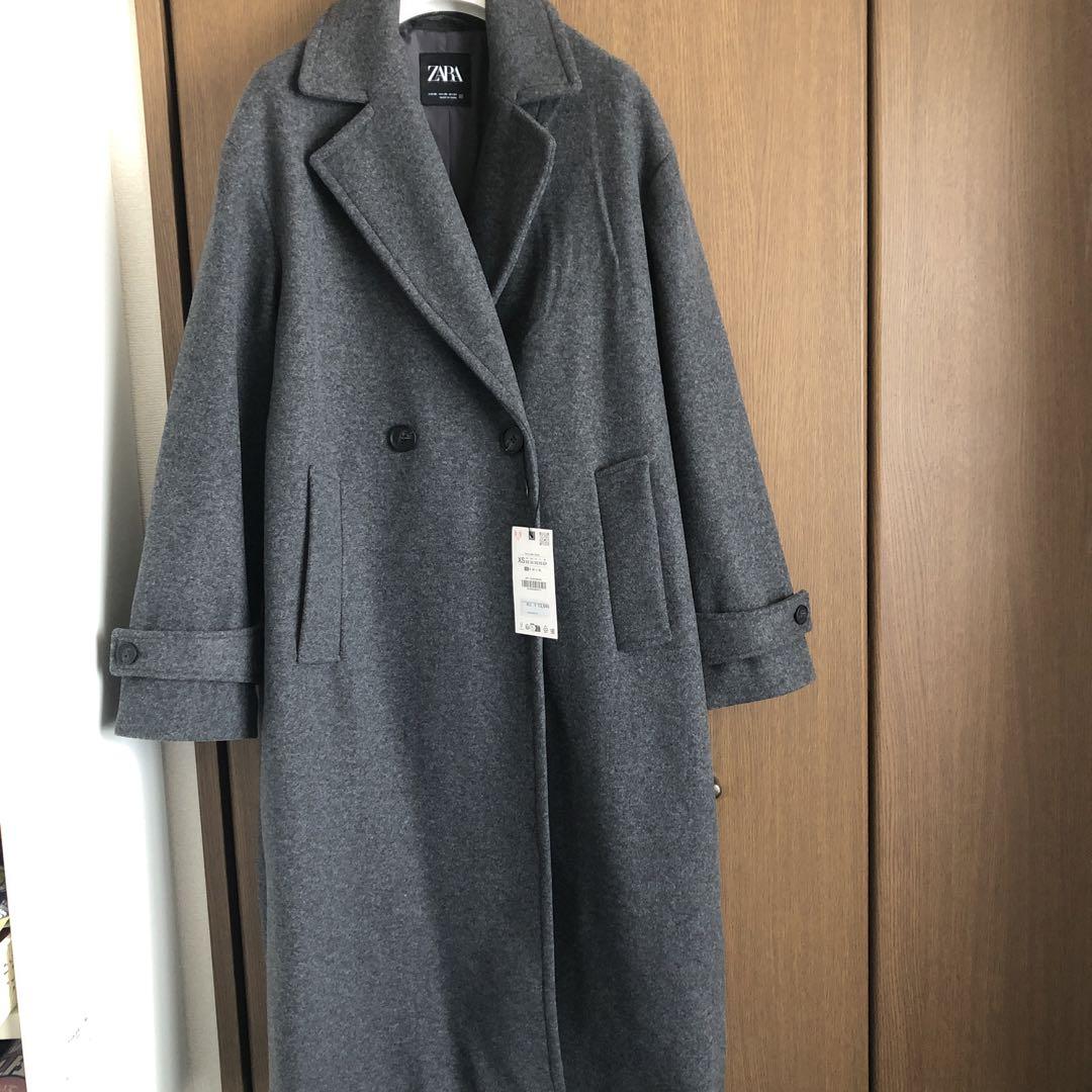 Brand new ZARA gray double-breasted long coat, size XS.