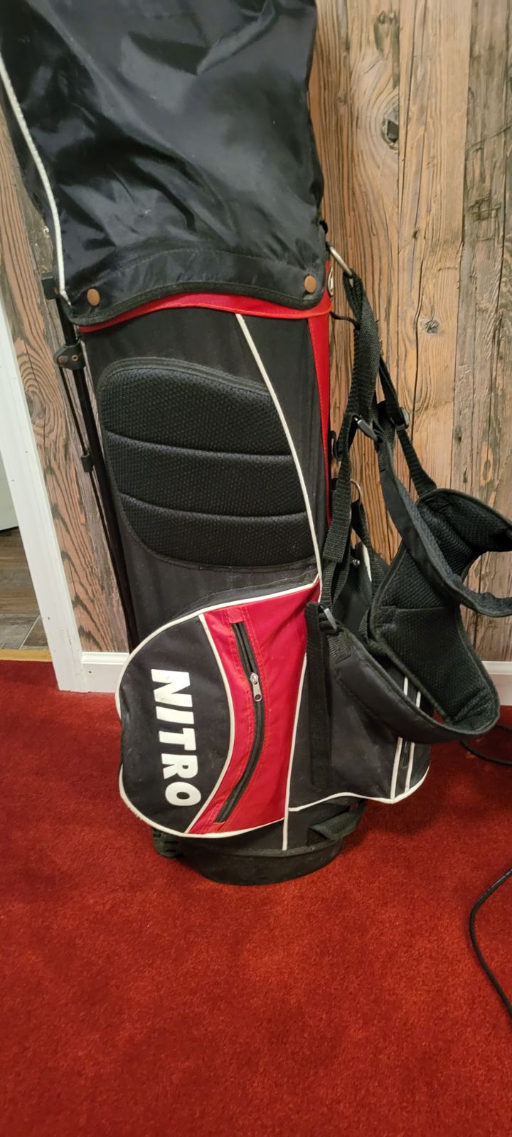 Golf bags and clubs
