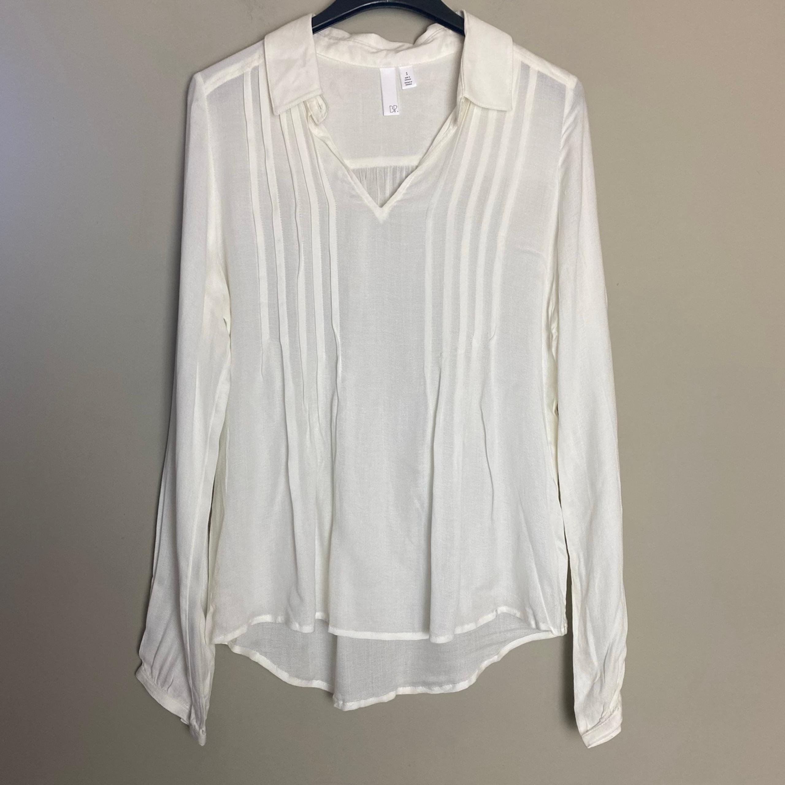 BP Cream Long Sleeve Rayon Blouse Sz S