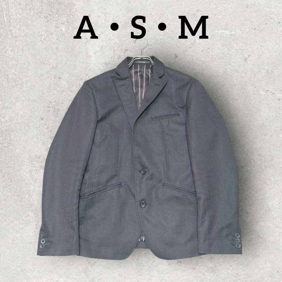 ASM Men's Suit Jacket Tailored Jacket (Size 50) Striped Gray