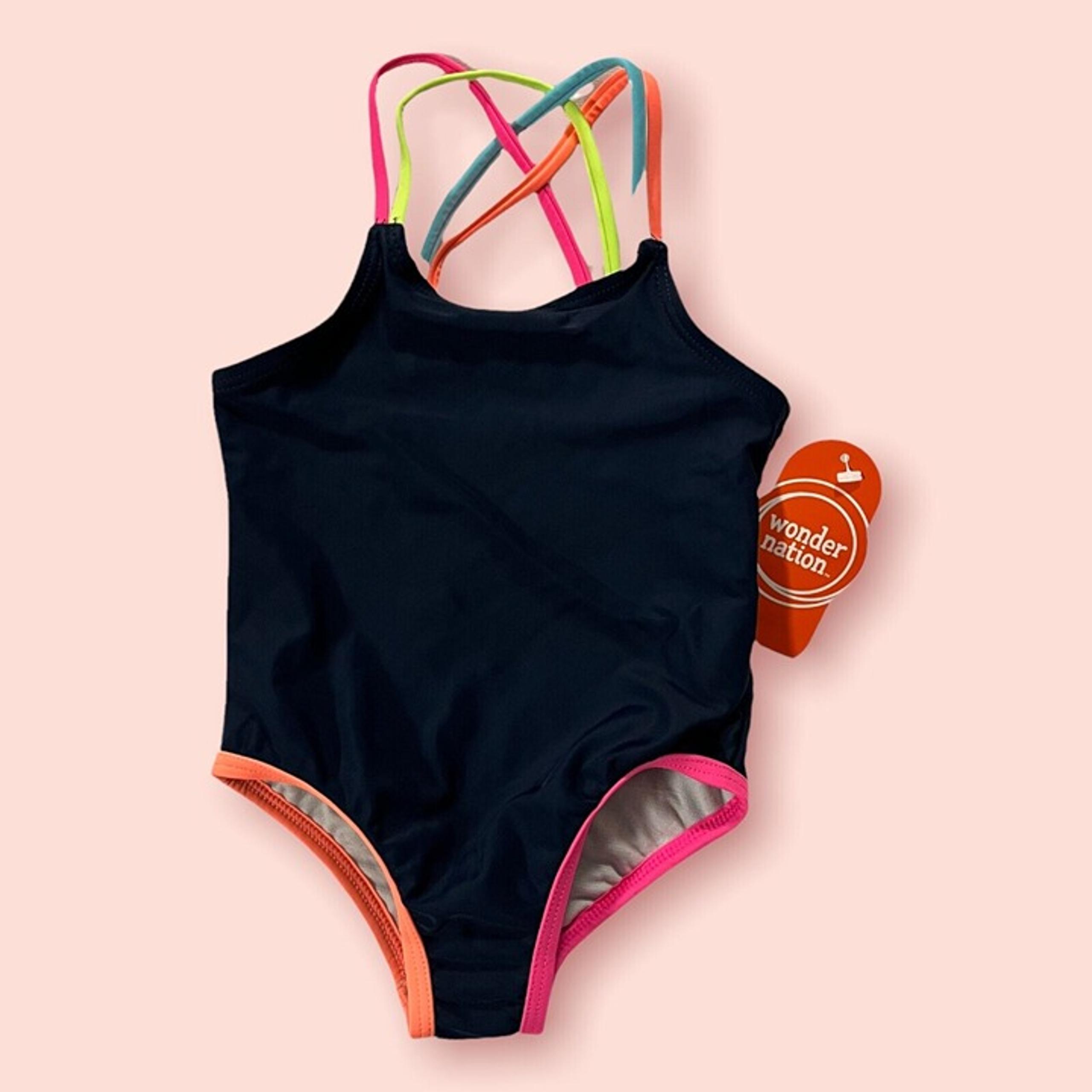 Wonder Nation Baby Infant Girls One Piece  Swimsuit Dark Blue,  Size 2T