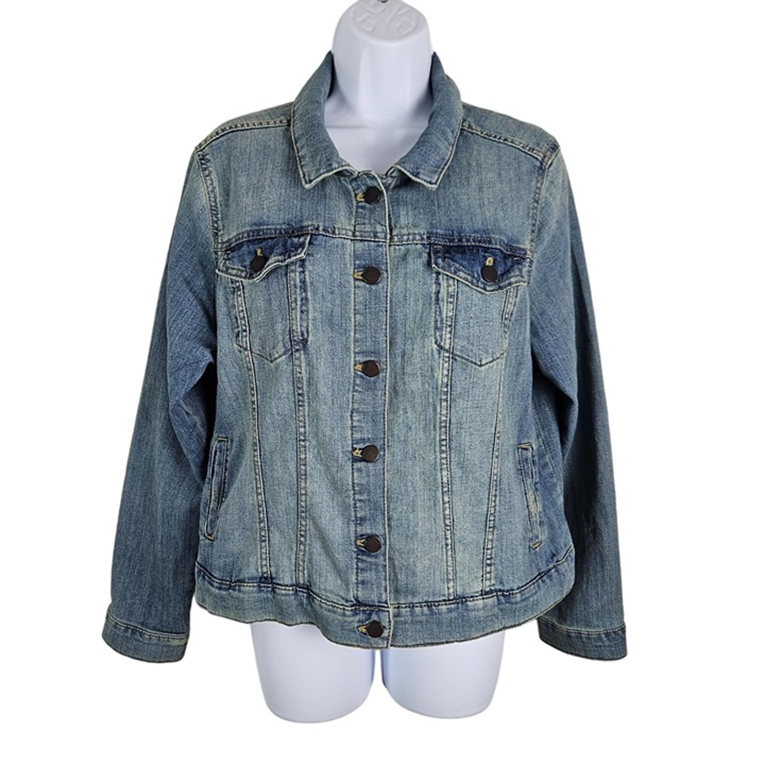 Sonoma Life + Style Denim Jean Jacket Size XL Blue Womens Casual Button-Front