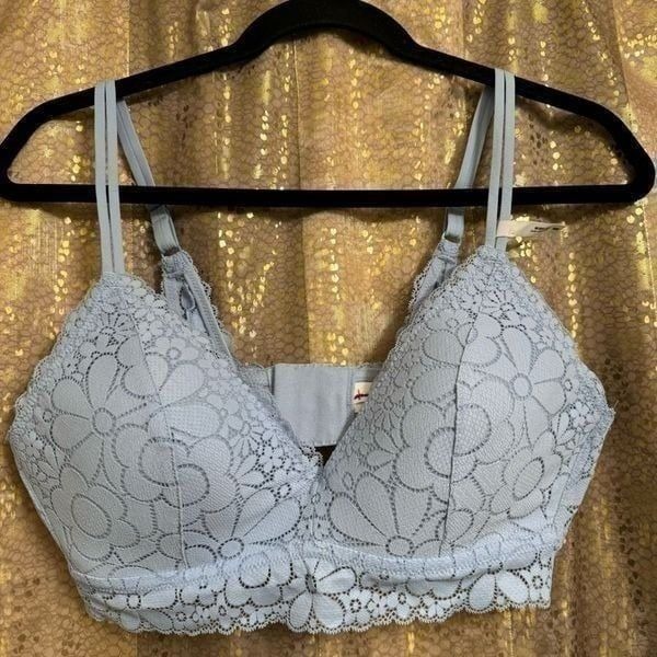 Aerie Light Blue Wireless Lightly Lined Lace Bra 38B NWT