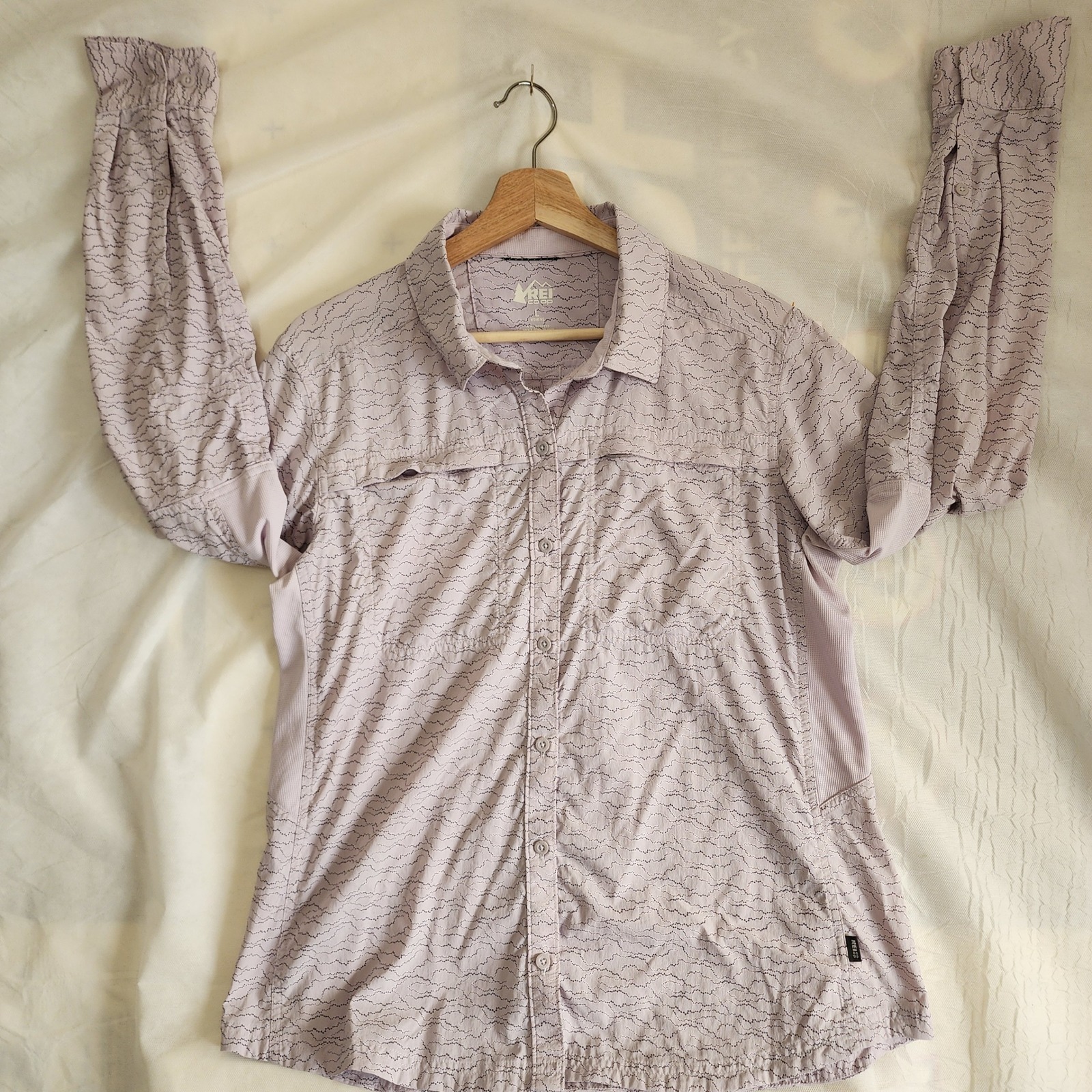REI Co-op Sahara Shade Shirt Sun Hiking Travel Top Womens L Tuscan Violet