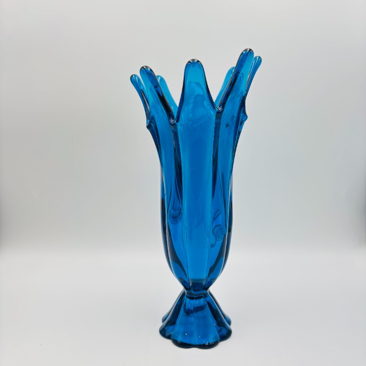 Vintage Viking Glass Epic Art Glass Swung Vase 12 Bluenique 8 Fingers