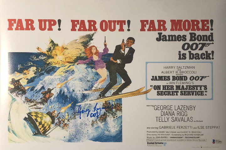 George Lazenby Signed 12x18 James Bond