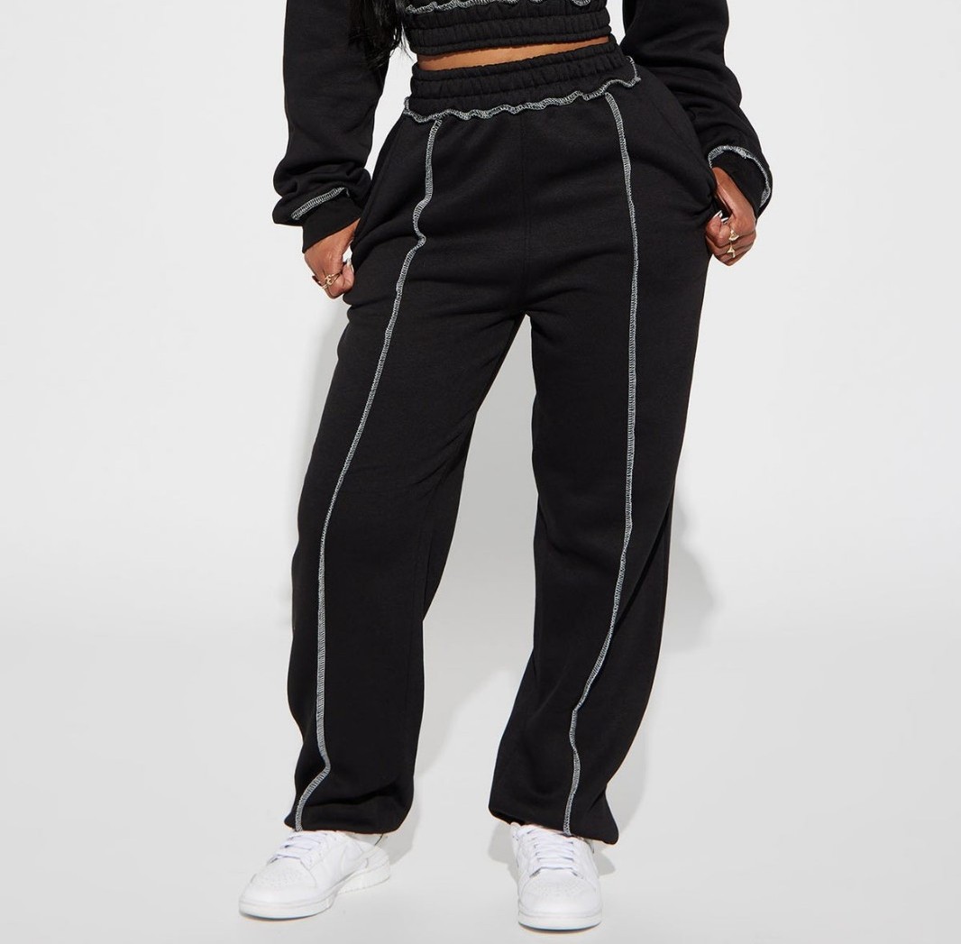 Fashion Nova Black Women's Joggers with Contrast Stitching Sz Xl