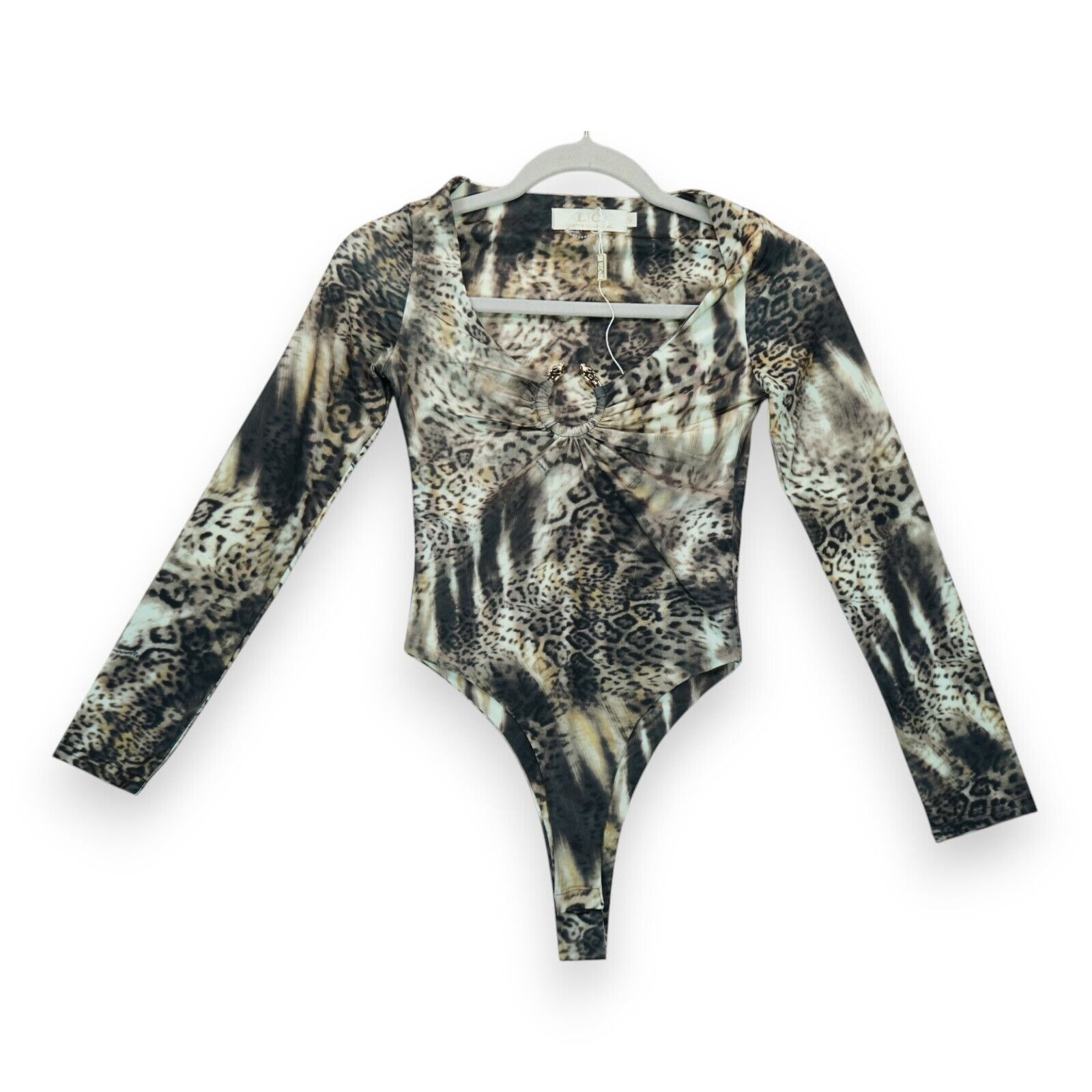 NWOT Lizette Collection Animal Print Leopard Body Suit Size Small Long Sleeve