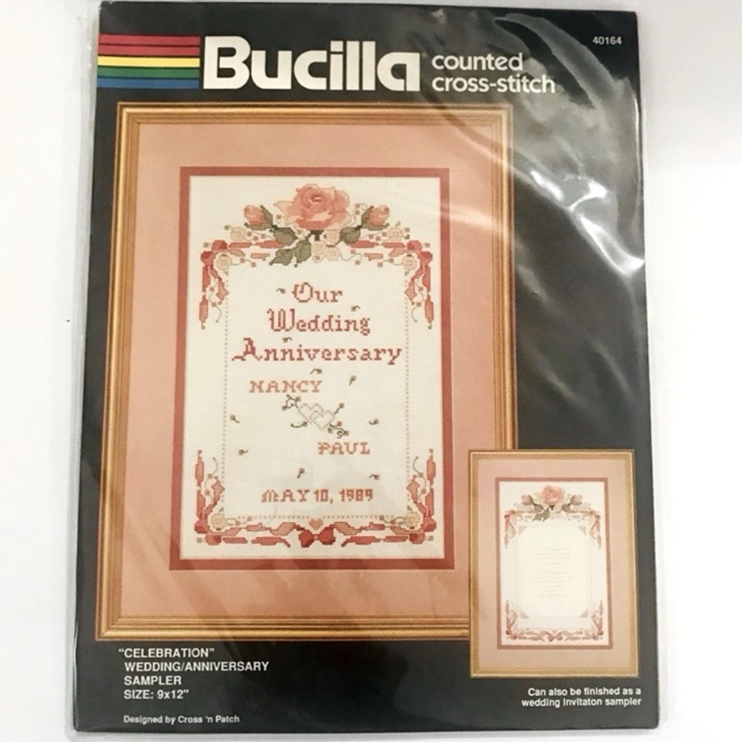 Bucilla Counted Cross Stitch No. 40164 “Celebration” Wedding Anniversary Sampler