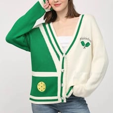 NWT Fate Pickleball Cardigan Women's Size M Green and White