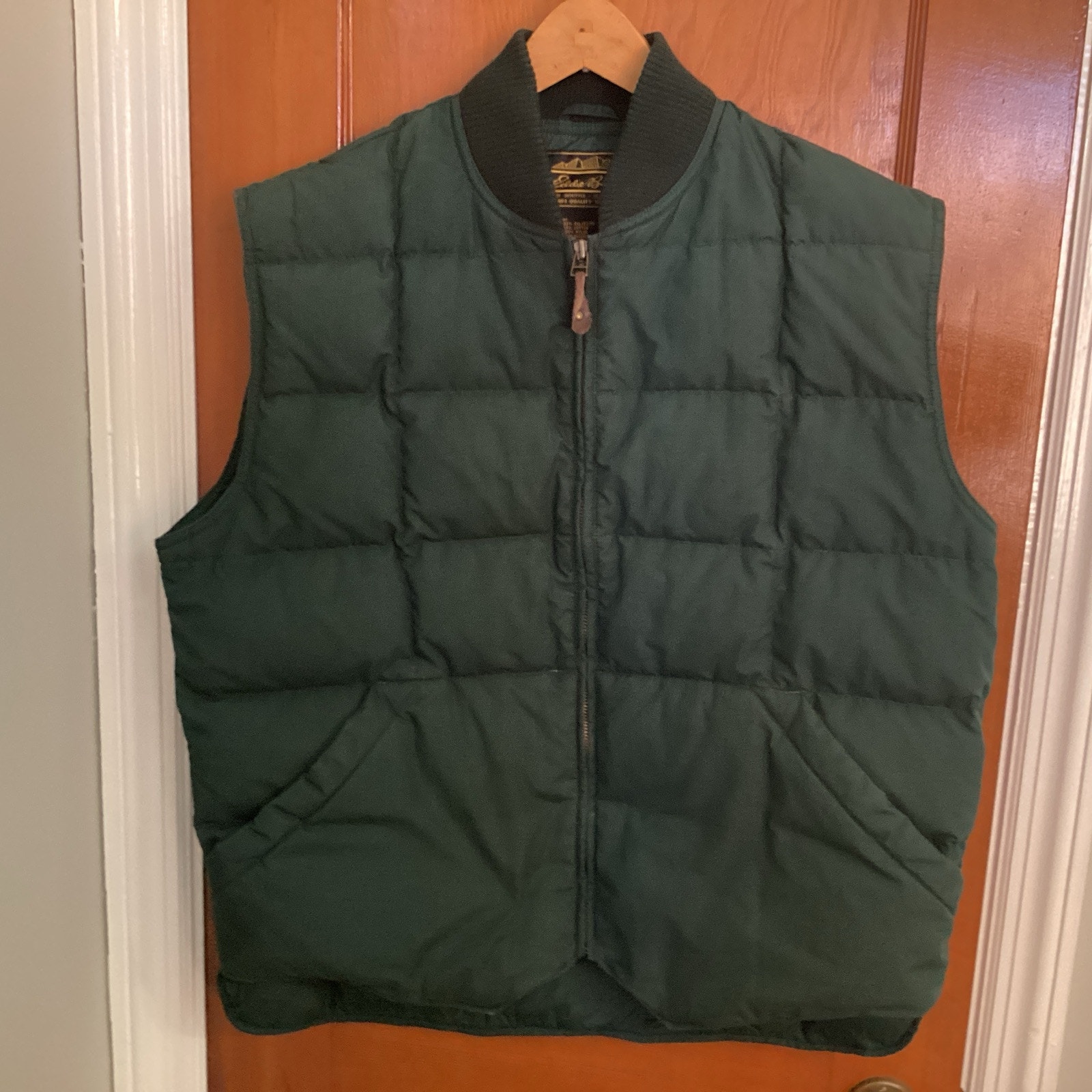 Vintage Eddie Bauer Puffer Vest Goose Down Downlight Dark Green Men’s Size Large