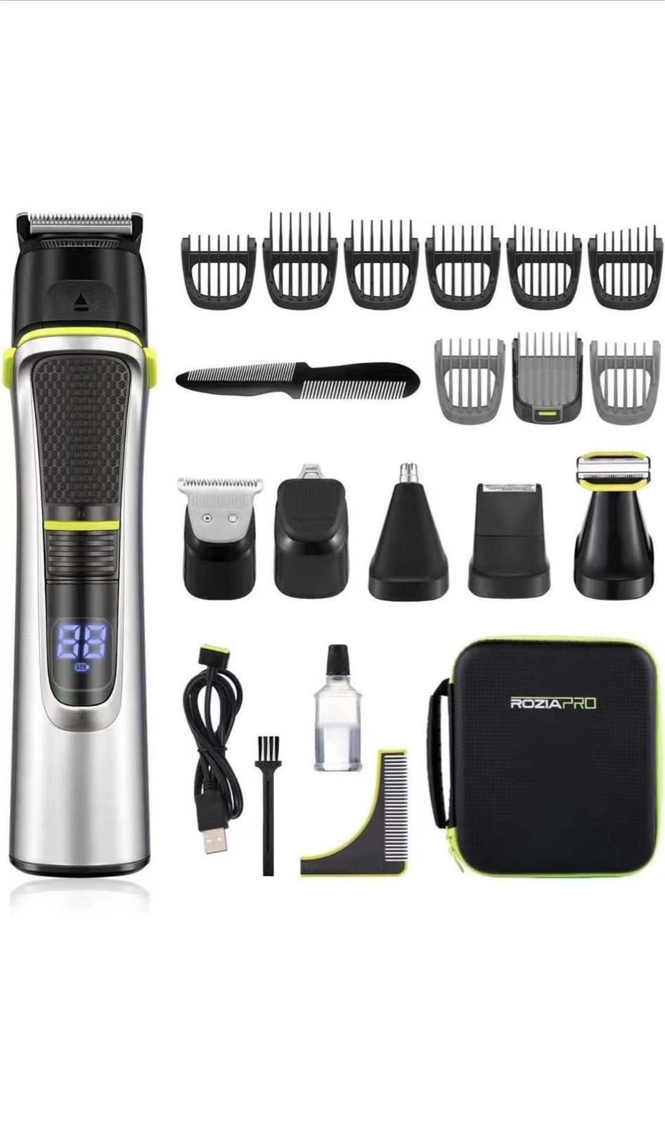 Beard Trimmer for Men - 15 in 1 Mens Grooming Kit - Cordless Hair Clippers