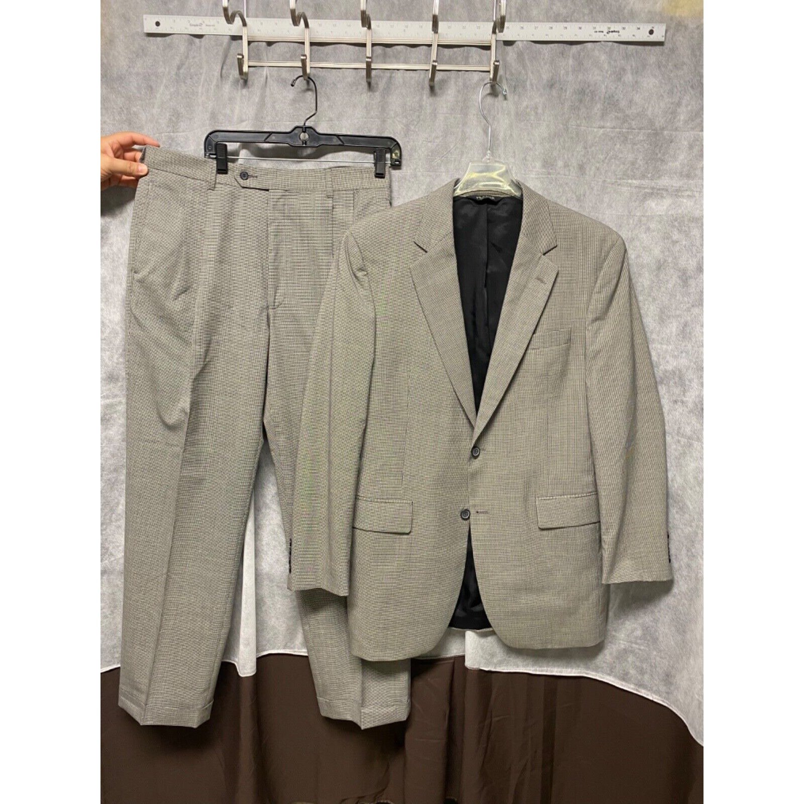 Jos A Bank Suit Men 42L Gray Wool 2B Academia Career Office 34 X30.5 Pants Luxe