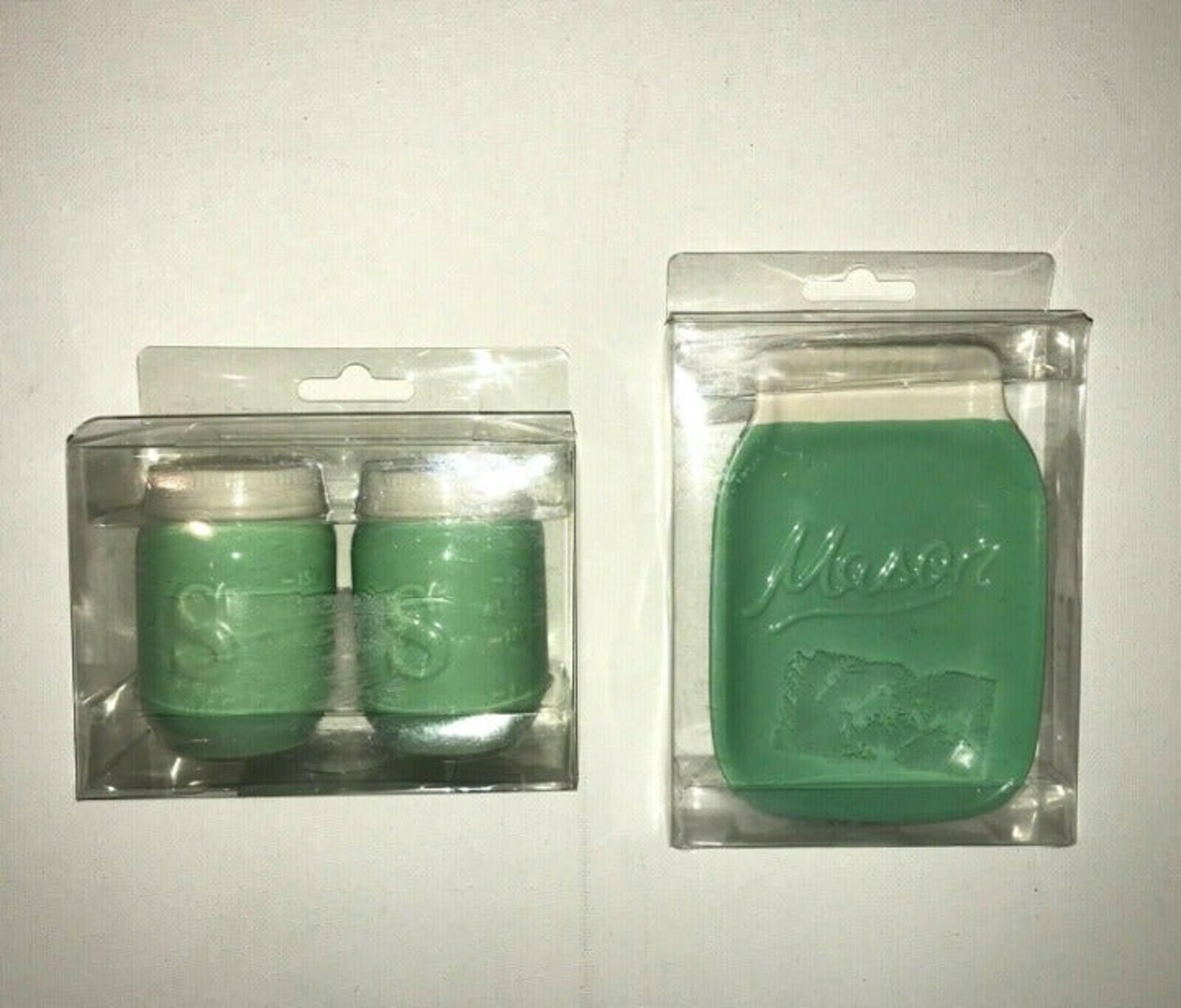 Farmhouse Jar "S" Salt & Pepper Shakers Spoon Rest Teal Tiffany Blue