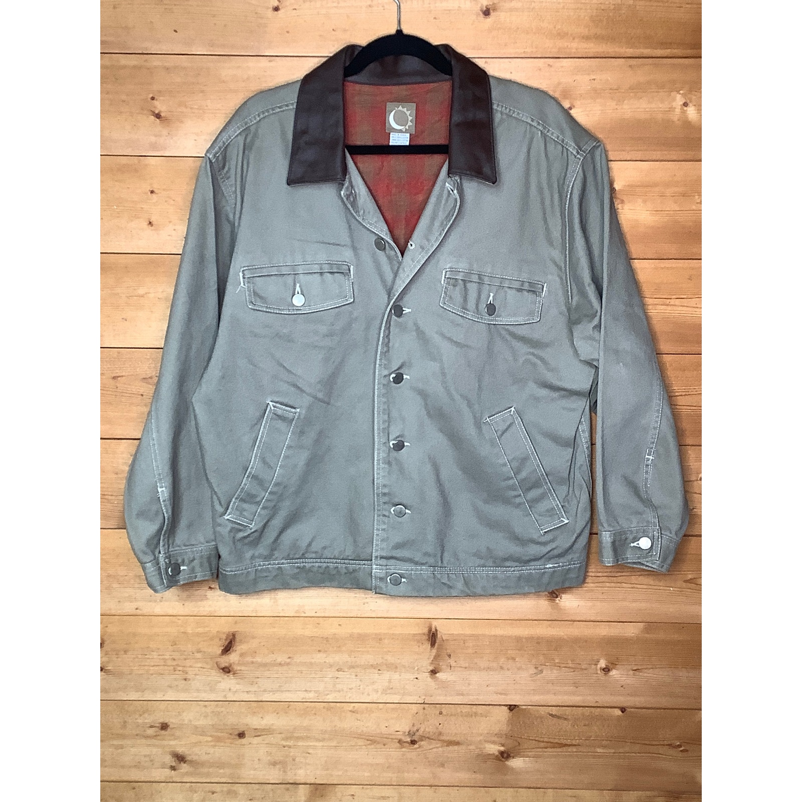 Marlboro Gear ‘99 Vintage Men’s Leather collar denim jacket SZ M NWOT