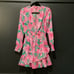 Lilly Pulitzer cristiana Stretch Mini Dress Long Sleeve Floral Pink blossom 2