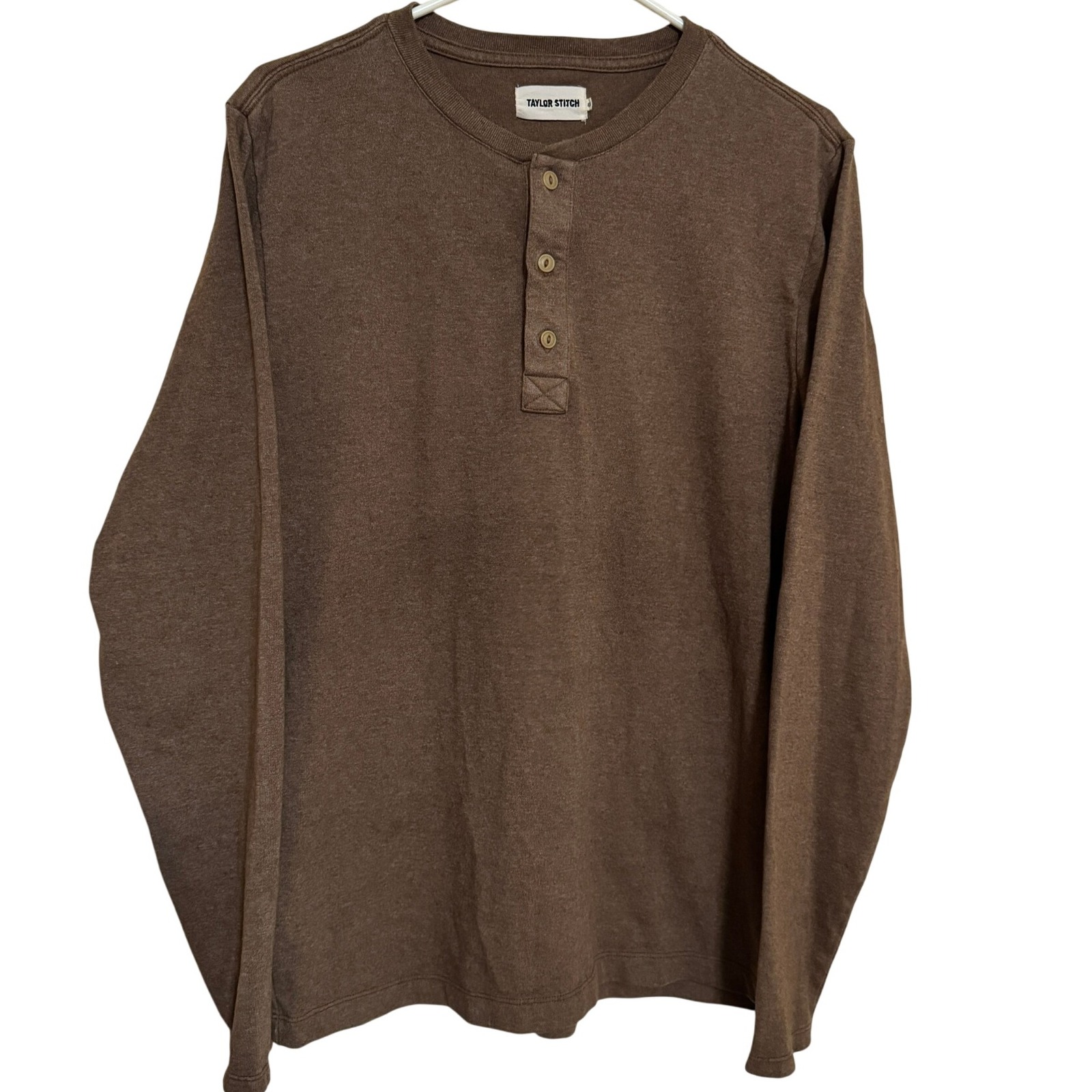 Taylor Stitch The heavy bag Henley Shirt Mens Sz 40 Timber brown thermal Casual