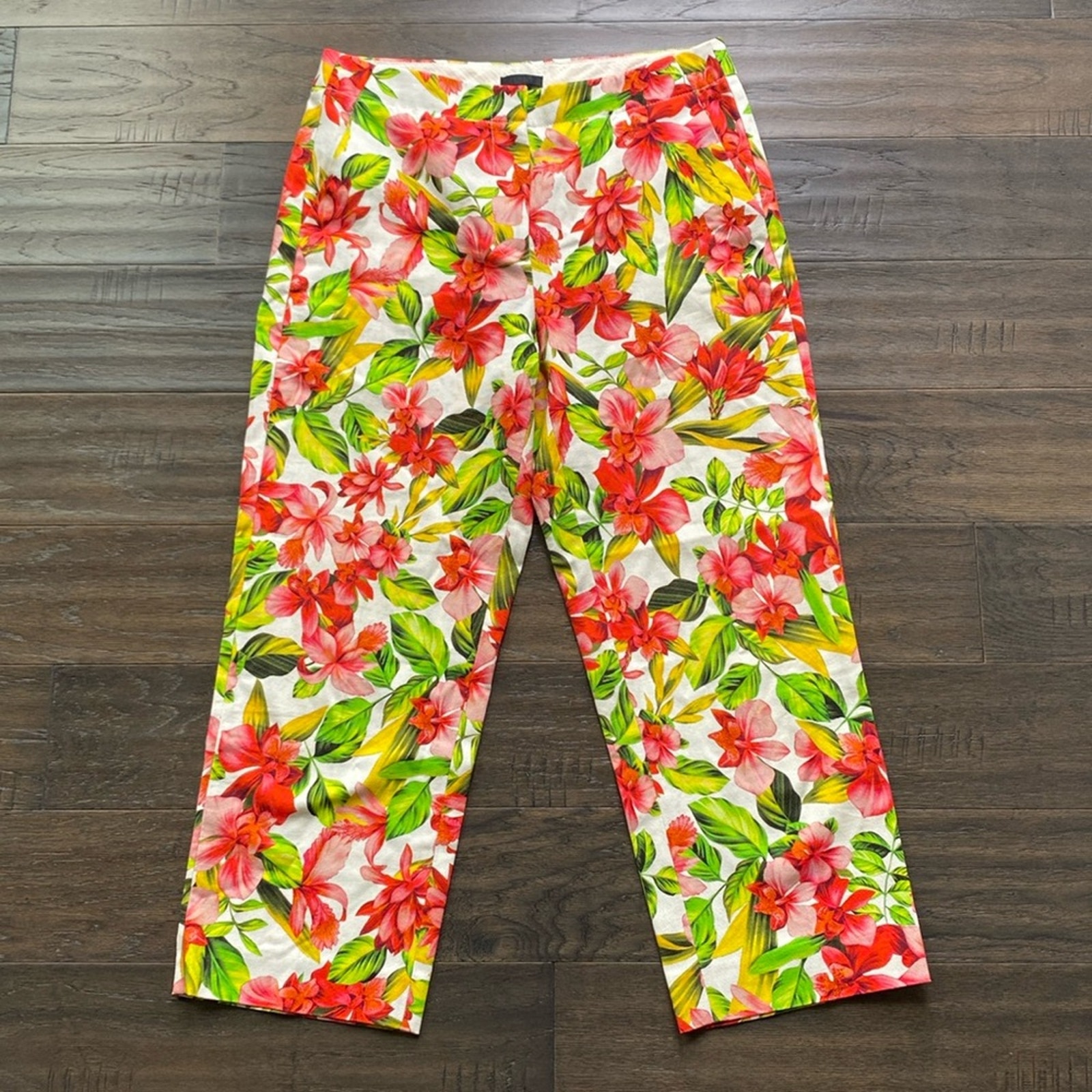 J. CREW Trouser Pant Womens Sz 6 Pink Floral Print Spring Summer Brunch