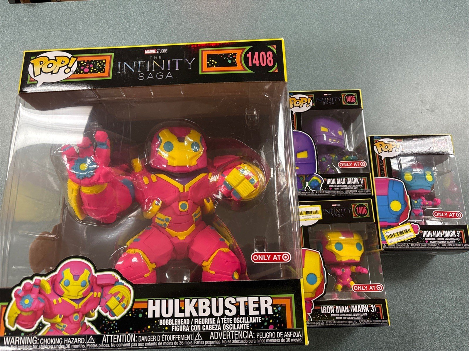 Funko Pop! The Infinity Saga Set #1405-#1408 Iron Man DeluxeHulkbust er-Brand ne