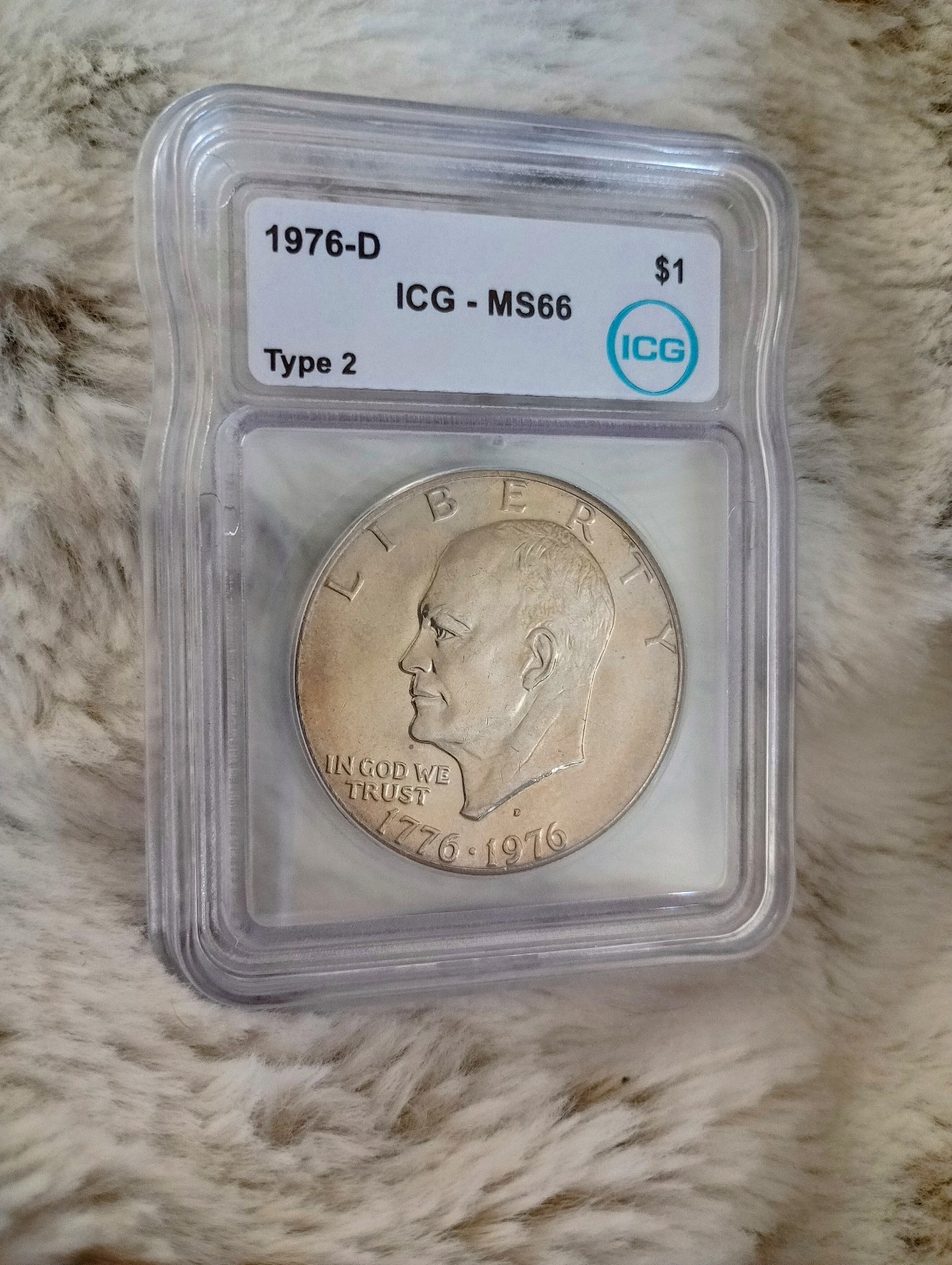 1976 D Eisenhower Dollar Bicentennial Type 2 Reverse ICG MS66