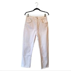 Agolde White Riley Raw Hem Straight Leg Jeans