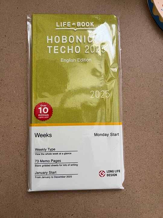Hobinichi Techo 2025 Weeks , Jan-Dec, Mon. Start, Pistachio, English Edition