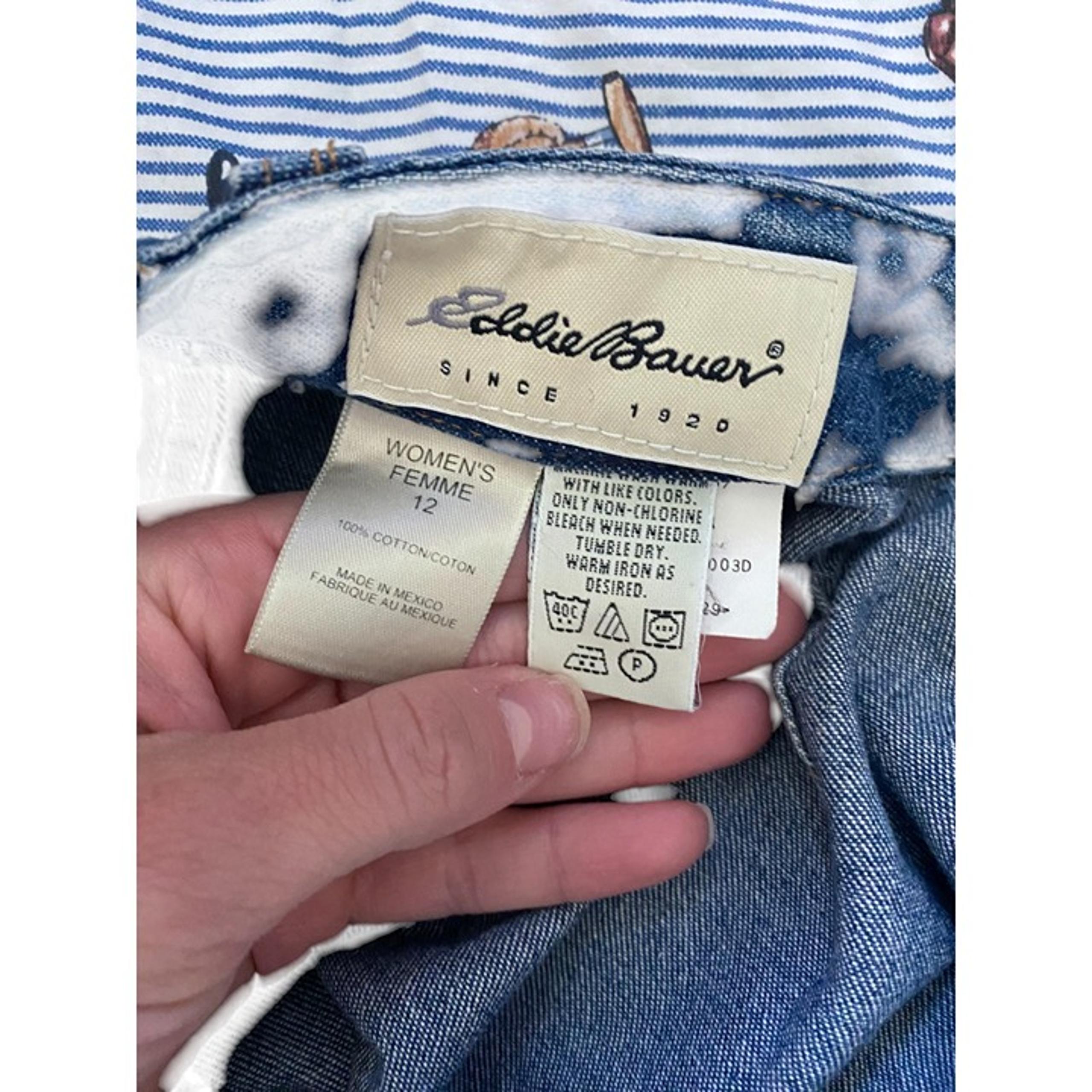 Vintage Eddie Bauer Denim Maxi Skirt Womens Size 12 Front Slit Dark Wash