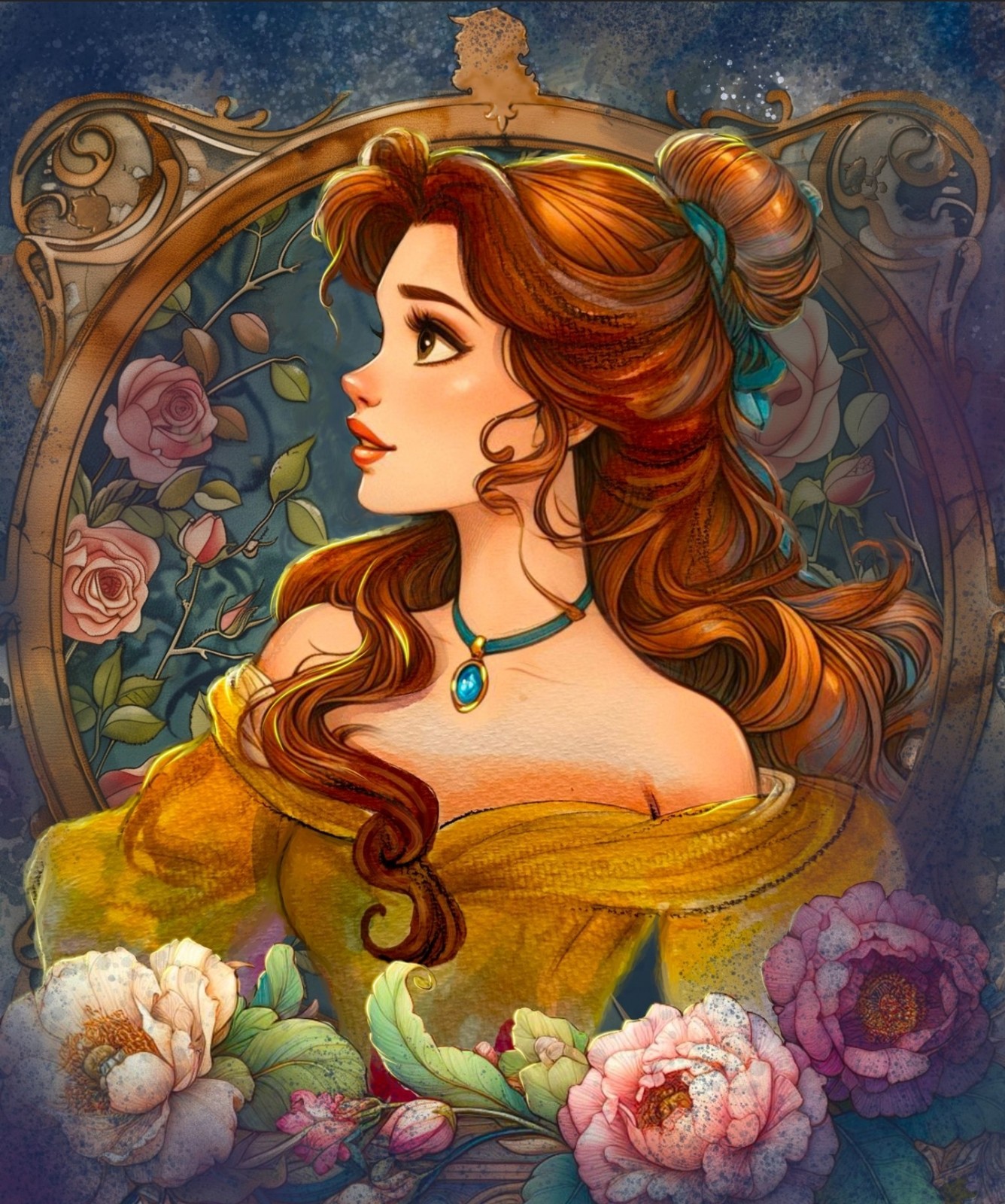 Beauty and the Beast - 'Belle Nouveau' Belle Lithograph by James C Mulligan