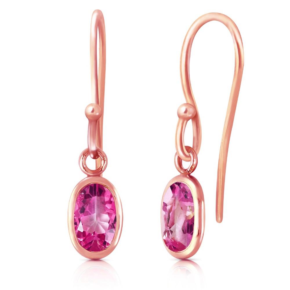 GOLD FISH HOOK EARRINGS WITH PINK TOPAZ