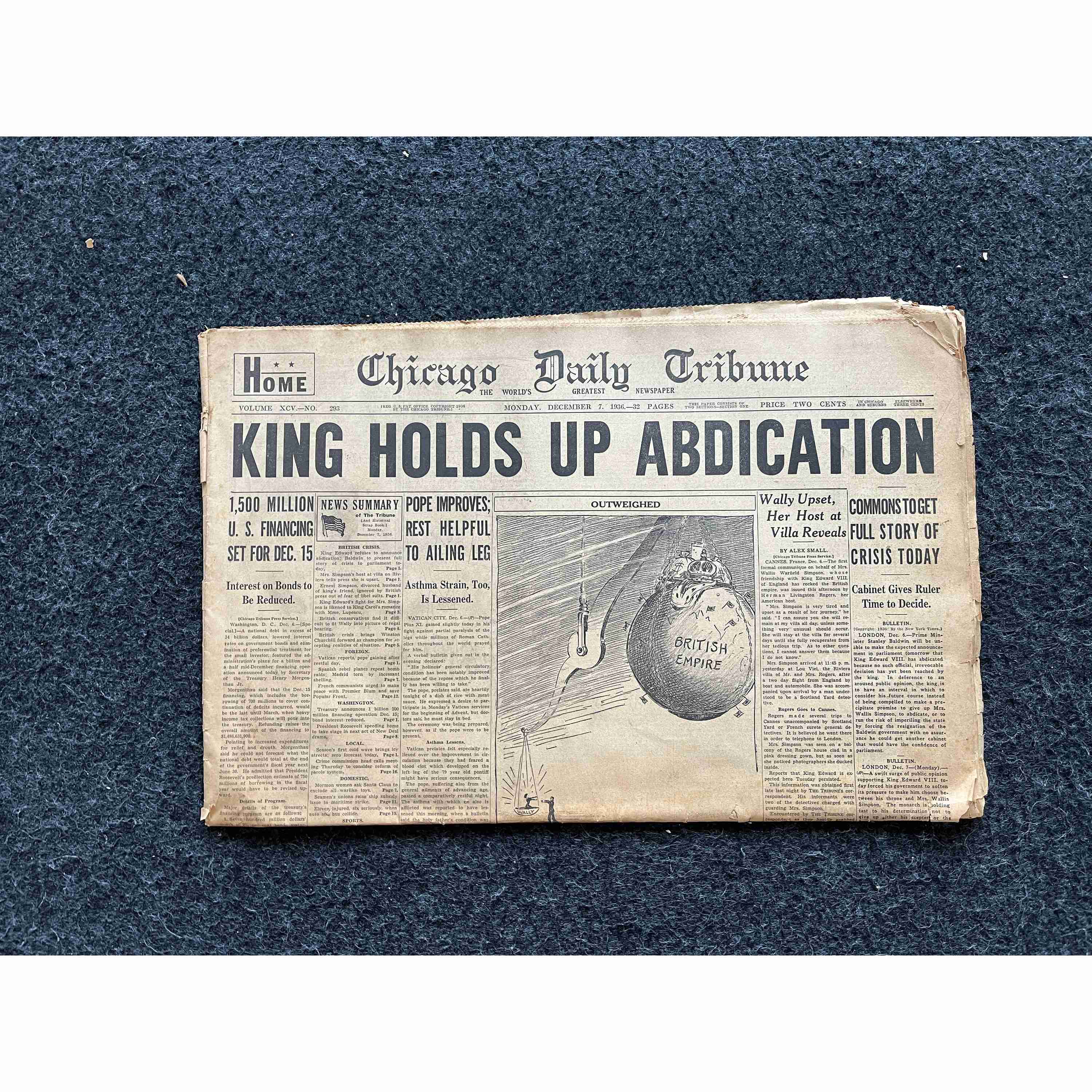 1936 Kind Edward Abdicates Crown King Wally - British Monarchy, UK Politics, Qu