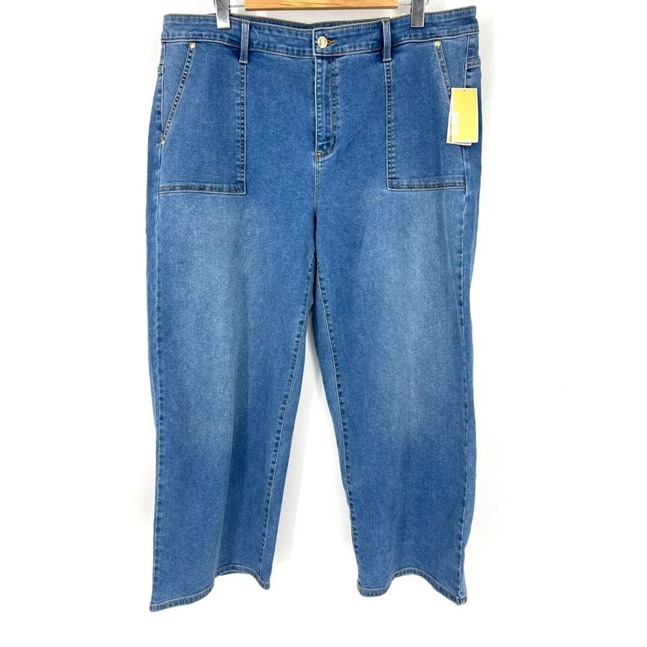 MICHAEL KORS Jeans Womens Size 20W Selma Wide Leg Light Wash Denim NWT Blue