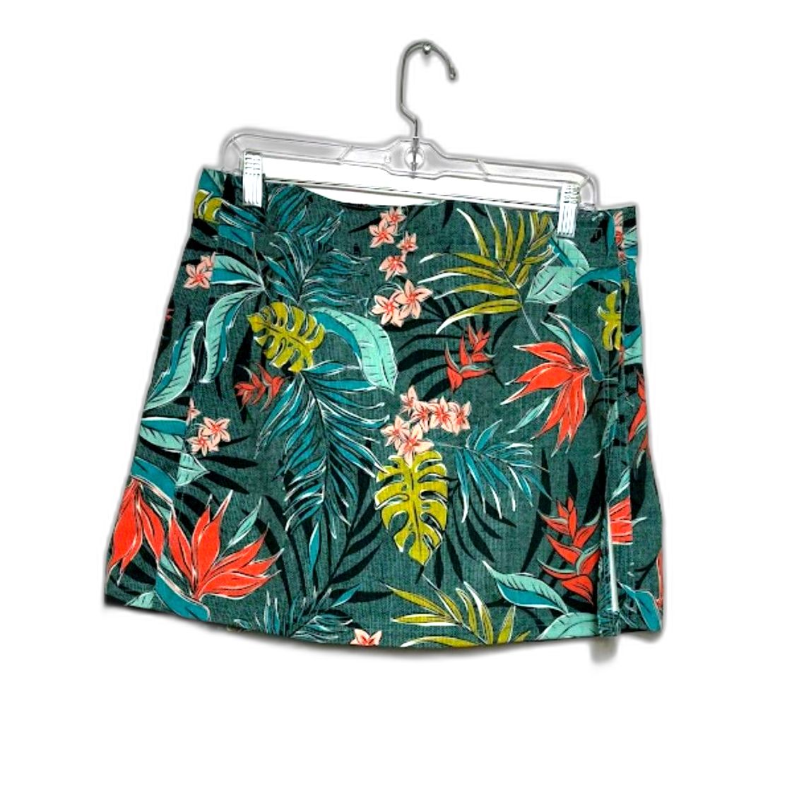 Rip Skirt Skirt Women's Size Medium Teal Green NWOT Floral Tropical Wrap Velcro