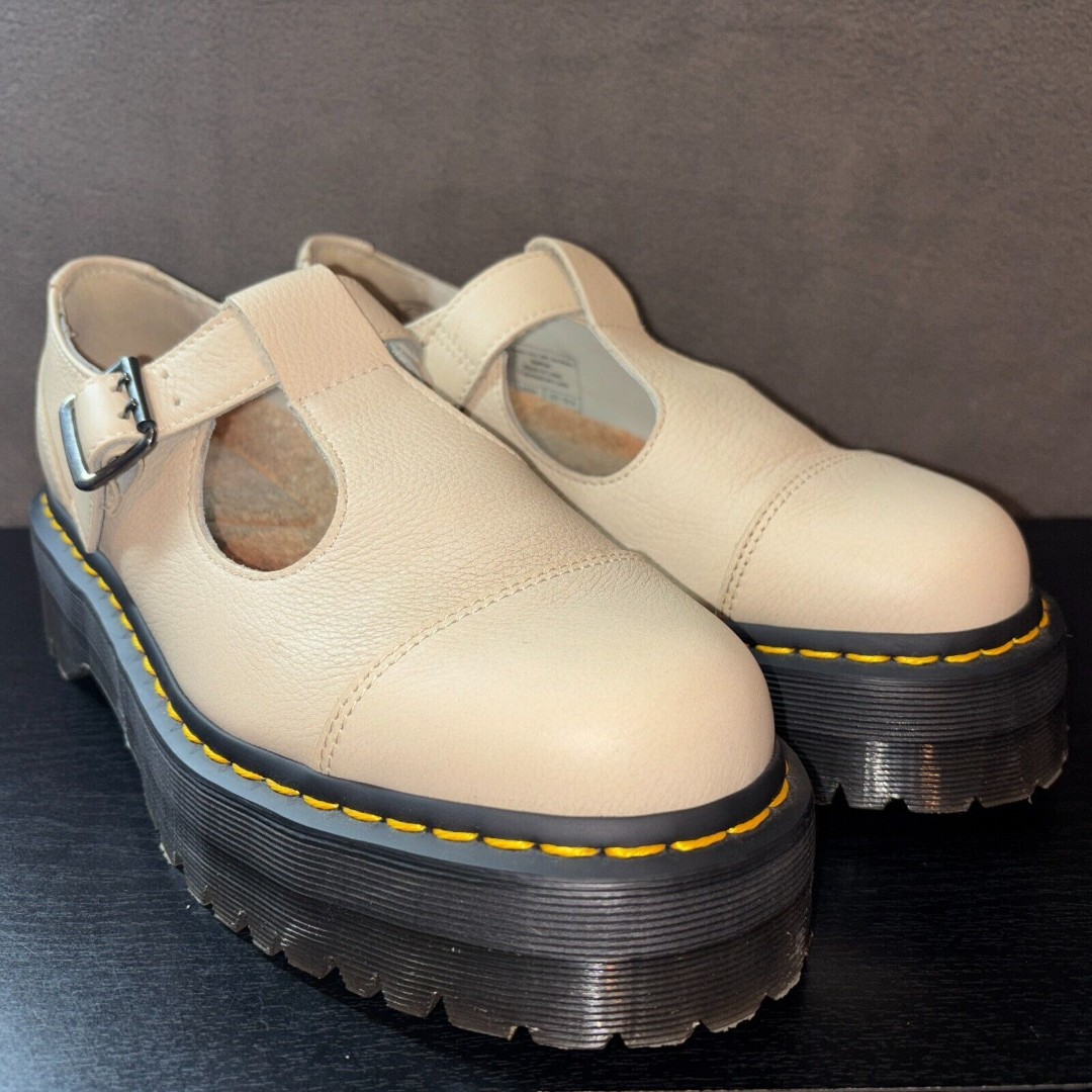 Dr. Martens Bethan Beige Mary Jane Leather Shoe Women's US L 10, Men's US M 9