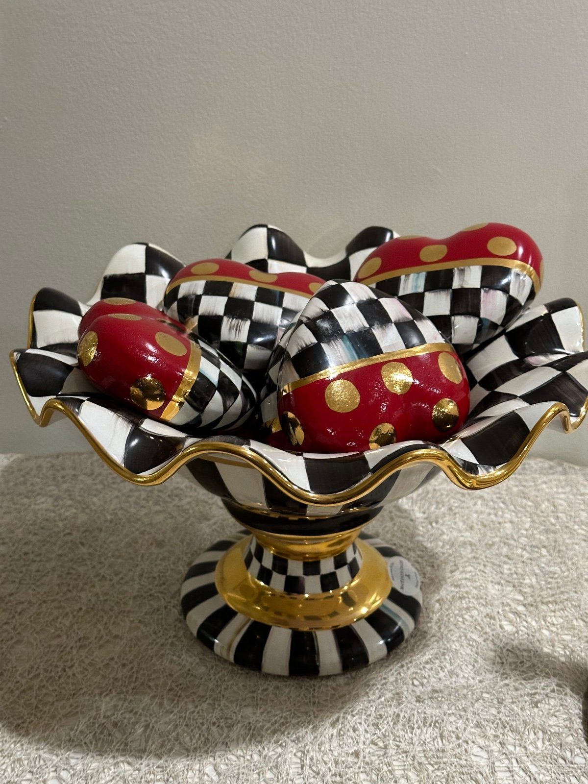 Mackenzie Childs ceramic heart paper weight