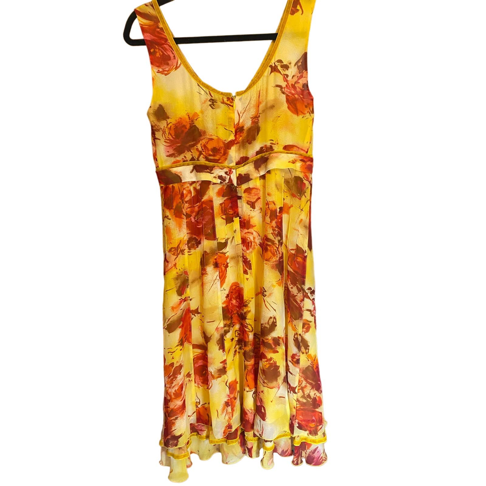Giorgio Grati 100% Seta Silk Yellow/Red Floral dress