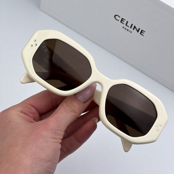 Celine CL40255I 25E CELINE 3 DOTS BRAND NEW Sunglasses Ivory Brown Geometric