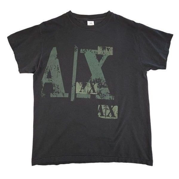 Vintage Armani Exchange T Shirt Mens Size Medium Black 90s A/X Made In USA