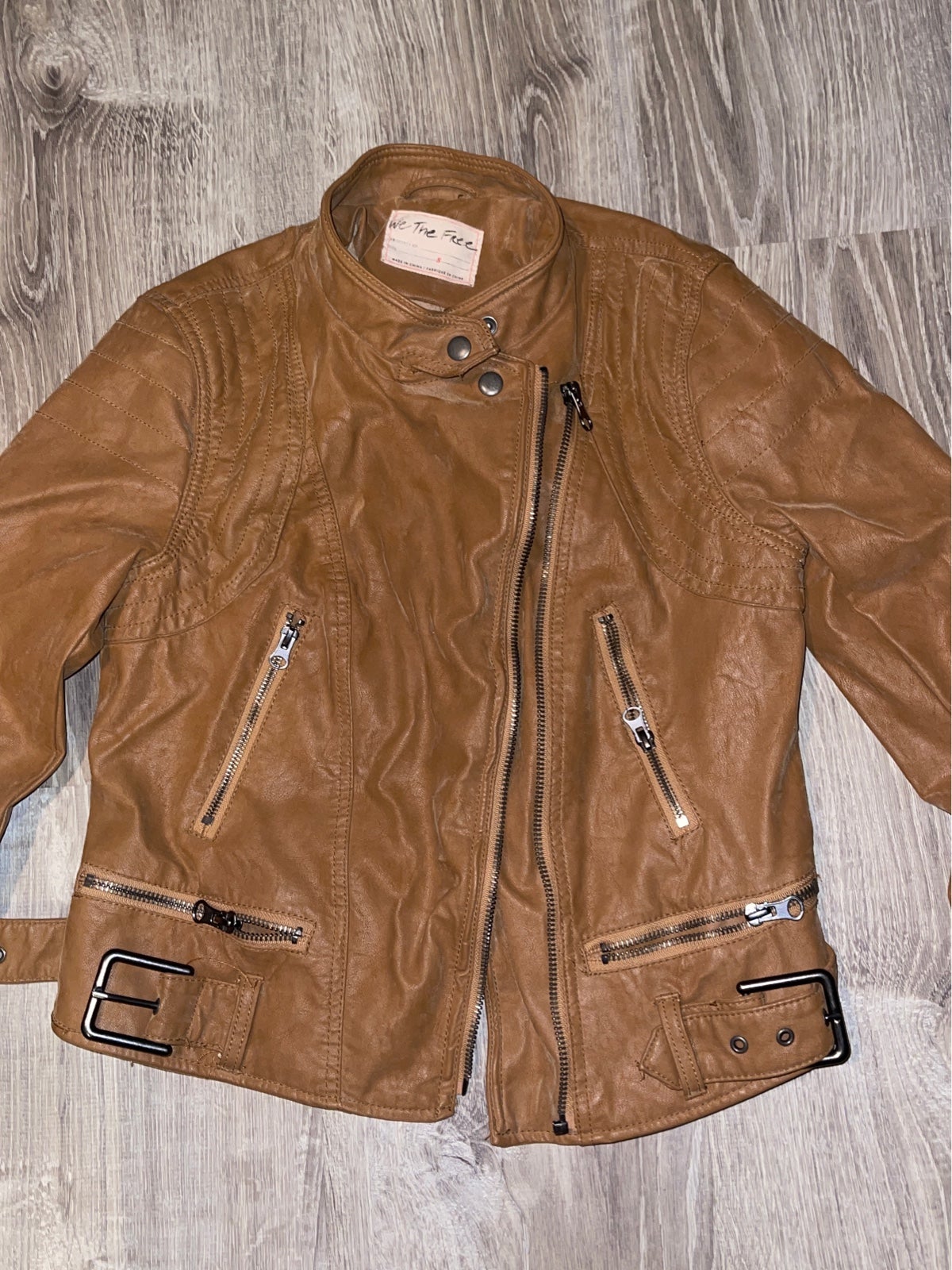 Faux Leather Jacket free people small store brown