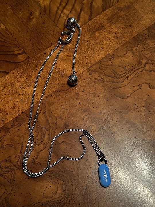 K.NGSLEY Silver/PrEP Blue 701 Drop Necklace
