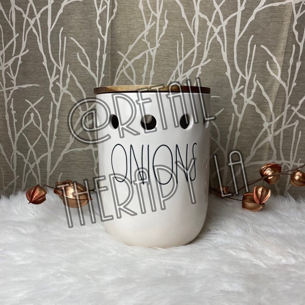 RAE DUNN FARMHOUSE HOME DECOR CERAMIC CANISTER CELLAR KITCHEN HOME ONION HTF RD
