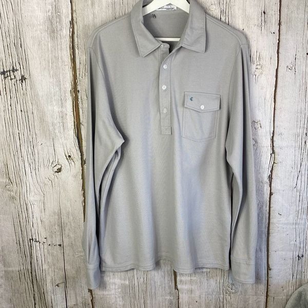 Criquet Long Sleeve Players Shirt Gray Size Large Pima Cotton
