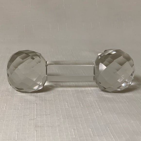 VINTAGE Antique Cut Crystal Knife Rest Glass Servware Collectible Barbell Dining