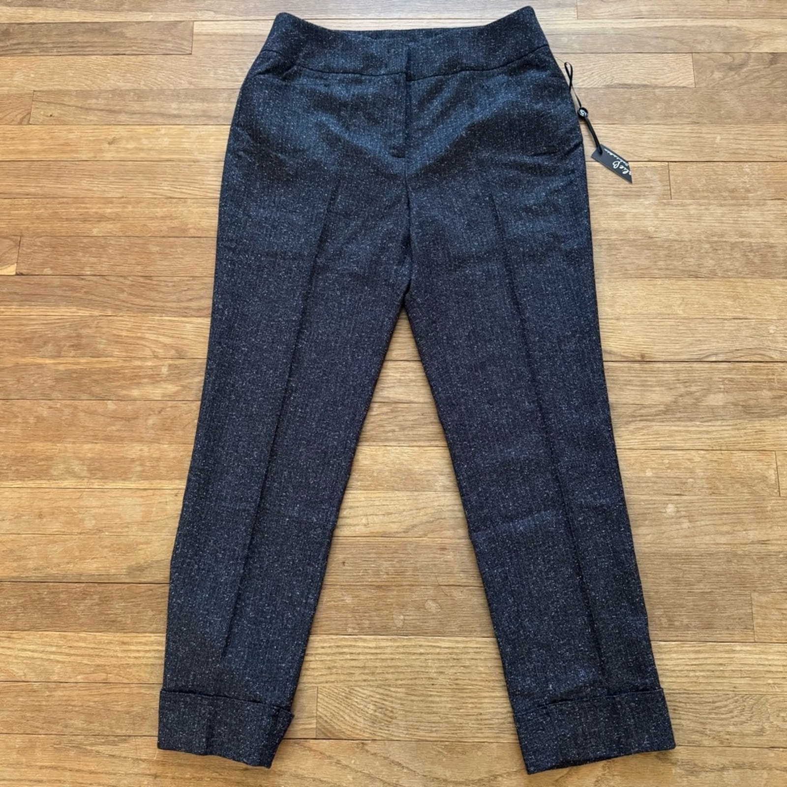 NWT Charlie B black white straight leg high-rise dress pants size 8  b36