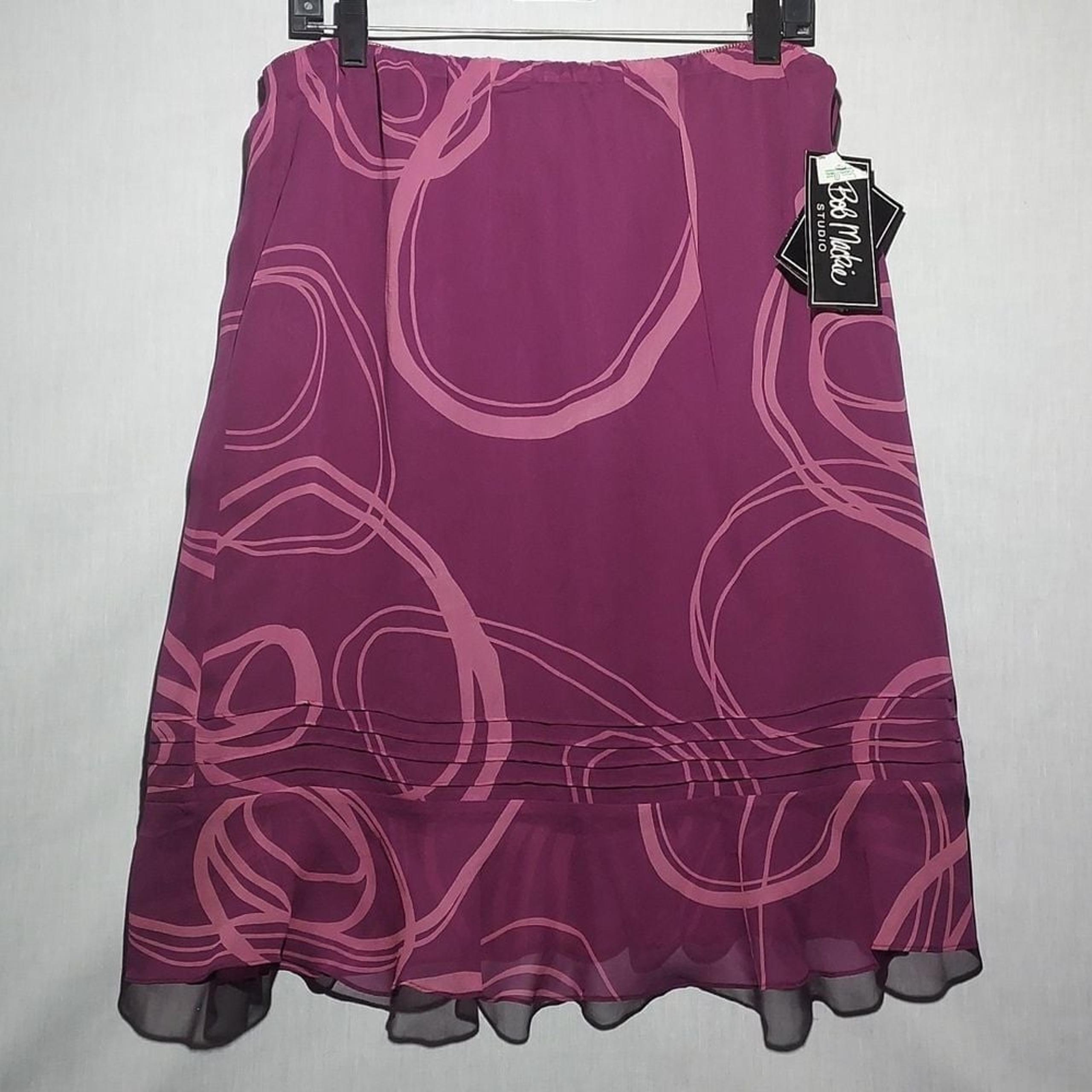NWT Bob Mackie flounce hem plum skirt